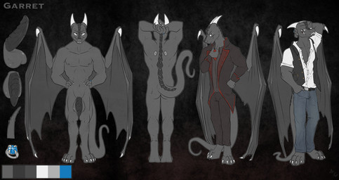 balls big_balls big_penis bite_mark black_glans black_penis clothing genitals glans grey_balls male multiple_poses muscular muscular_male penis pose scar solo tail tail_spines fuf mythology garret_mvahd_(oc) alien dragon mythological_creature mythological_scalie scalie hi_res model_sheet