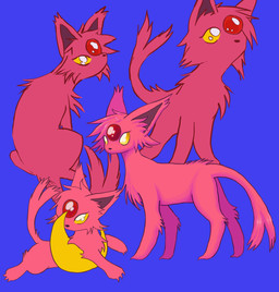crescent_moon female feral feral_with_hair hair hair_over_eye looking_aside looking_at_viewer looking_back looking_back_at_viewer looking_up lying moon raised_tail short_hair sitting solo standing tail teochronico nintendo pokemon eeveelution espeon generation_2_pokemon pokemon_(species) character_request digital_drawing_(artwork) digital_media_(artwork) hi_res