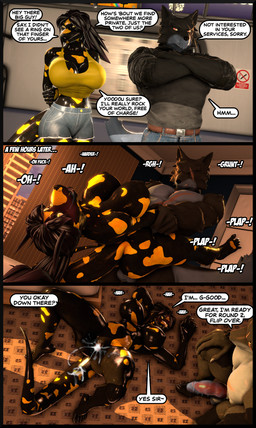 5_fingers 5_toes anthro anthro_on_anthro anthro_penetrated anthro_penetrating anthro_penetrating_anthro balls barefoot big_breasts black_body black_fur black_hair black_nose black_skin bodily_fluids bottomwear breasts butt cleavage clothed clothed_anthro clothed_female clothed_male clothed_to_nude clothing cum cum_from_vagina cum_in_vagina cum_inside dialogue duo feet female female_penetrated fingers fur genital_fluids genitals hair humanoid_feet humanoid_hands interspecies lying male male/female male_penetrating male_penetrating_female markings nipples nude nude_anthro nude_female nude_male on_back penetration penile penile_penetration penis penis_in_vagina plantigrade sex shirt shorts speech_bubble spots spotted_body spotted_skin teeth text tired toes topwear vaginal vaginal_penetration vulva reindeerviking petruz_(modeler) antwon_jakobski emi_(atoastedorange) amphibian canid canine canis mammal salamander wolf 3d_(artwork) absurd_res comic digital_media_(artwork) english_text hi_res source_filmmaker_(artwork)