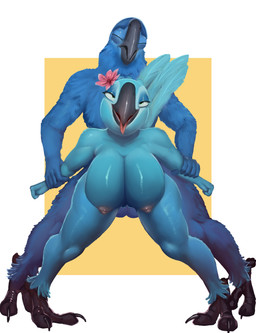 ambiguous_penetration anthro anthro_on_anthro anthro_penetrated anthro_penetrating anthro_penetrating_anthro areola arm_pull avian_feet balls beak big_breasts blue_body blue_feathers breasts canon_couple claws duo eye_roll eyes_closed feathers feet female female_penetrated from_behind_position genitals good_clean_married_sex husband_and_wife husband_penetrating_wife looking_pleasured love loving_sex male male/female male_penetrating male_penetrating_female married_couple nipples non-mammal_breasts nude open_mouth penetration penile penile_penetration prison_guard_position romantic romantic_couple romantic_sex sex simple_background standing standing_sex tail tail_feathers goldmikun blue_sky_studios rio_(series) blu_(rio) jewel_(rio) avian bird macaw neotropical_parrot parrot spix's_macaw true_parrot 2021 digital_media_(artwork) hi_res