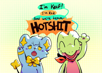 annoyed black_body black_fur blue_body blue_fur bow_tie duo eyes_closed fangs fur green_body half-closed_eyes happy narrowed_eyes open_mouth pawpads profanity raised_arm red_scarf scarf speech_bubble teeth text yellow_bow_tie yellow_eyes thatlazyrat nintendo pokemon pokemon_mystery_dungeon spike_chunsoft generation_3_pokemon generation_4_pokemon pokemon_(species) shinx treecko 2021 english_description english_text