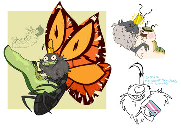 2_antennae 4_arms 4_legs 4_wings 6_legs ambiguous_feral ambiguous_gender antennae_(anatomy) anthro arthropod_abdomen avocado black_antennae black_body blush blush_stickers body_hair cheek_to_cheek closed_smile crown crown_only duo eating elderly_female eyebrows eyelashes eyeless eyes_closed eyespots feral flag flag_(object) flying food food_on_mouth fruit grin headgear headgear_only holding_flag holding_food holding_object holding_plant holding_vegetable hug insect_wings leaf lepidopteran_wings lgbt_pride love markings mouth_closed multi_arm multi_limb multi_wing multicolored_wings nude open_mouth open_smile orange_wings pink_blush plant pride_colors ruff simple_background smile solo teeth text toothy_grin transgender_pride_colors vegetable wings wrinkles young young_ambiguous young_feral sewage-enjoyer disney hoppers_(disney) pixar insect_queen_(hoppers) titus_(hoppers) arthropod butterfly caterpillar insect larva lepidopteran 2026 cel_shading digital_drawing_(artwork) digital_media_(artwork) english_text shaded mother_(lore) mother_and_child_(lore) mother_and_son_(lore) parent_(lore) parent_and_child_(lore) parent_and_son_(lore) son_(lore) trans_(lore) trans_man_(lore)