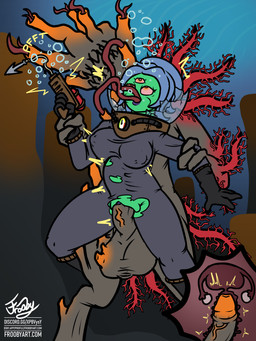 3_eyes abdominal_bulge anthro balls blue_hair breasts broken_helmet brown_body bubble clothed clothing corruption diving diving_helmet diving_suit duo eyeless fallopian_tubes female forced foreskin genitals gloves green_body hair handwear harpoon_gun internal lipstick makeup male male/female multi_eye nipple_outline nude open_mouth oral oral_penetration orange_body ovaries penetration penis pressure_gauge rape red_body red_eyes scrotum_flap sea sex sharp_teeth teeth tentacle_in_mouth tentacle_in_vagina tentacle_penetration tentacle_rape tentacle_sex tentacles text torn_clothing transformation underwater uterus vaginal vaginal_canal vaginal_penetration vein veiny_penis water x-ray_view frooby chucklefish starbound hanako_futaba animal_humanoid anthozoan anthozoan_humanoid aquatic aquatic_humanoid cnidarian cnidarian_humanoid coral coral_humanoid fish humanoid hylotl 3:4 absurd_res digital_media_(artwork) hi_res signature url