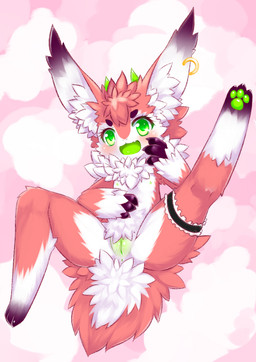 accessory anatomically_inaccurate anatomically_inaccurate_pawpads anthro anus black_body black_fur blush chest_tuft claws ear_piercing ear_tuft eyelashes fangs female fluffy fur garter genitals green_eyes inner_ear_fluff leg_garter lying nipples nude open_mouth pawpads paws piercing pink_body pink_fur raised_leg simple_background solo spread_legs spreading teeth tuft vulva white_body white_fur young young_anthro young_female wolflong lagomorph leporid mammal rabbit character_request