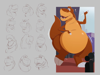 angry belly big_belly bodily_fluids city city_background cityscape claws clenched_teeth expressions feral gesture group happy larger_male laugh looking_down looking_up male nervous nervous_smile open_mouth pear-shaped_figure raised_arm raised_leg raised_tail shocked simple_background size_difference solo sparkles standing study sweat sweatdrop tail teeth toony waving waving_tail wide_hips wobbling_hips talidrawing universal_studios we're_back!_a_dinosaur's_story rex_(we're_back!) dinosaur prehistoric_species reptile saurischian scalie theropod tyrannosaurid tyrannosauroid tyrannosaurus tyrannosaurus_rex 2025 4:3 expression_sheet headshot_portrait hi_res multiple_images portrait