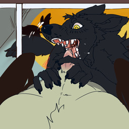 anthro erection genitals humanoid_genitalia jaw nude simple_background sucking tail teeth tongue yamithaboi borzoi canid canine canis domestic_dog hunting_dog mammal sighthound 1:1 absurd_res hi_res