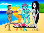 angel_island anthro areola beach bent_over big_breasts big_butt bikini bikini_removed biting_shirt black_hair blue_body blue_eyes breasts brown_hair butt cleavage clothed clothing covering covering_breasts fangs female group hair hand_on_hip horn long_hair looking_at_viewer one_eye_closed open_mouth orange_eyes outside purple_eyes purple_hair seaside seductive smile standing swimwear swimwear_removed teeth text tongue two-piece_swimsuit undressing wings wink yellow_body luiggikart adventure_time avatar:_the_last_airbender cartoon_network disney nickelodeon sega sonic_the_hedgehog_(series) the_amazing_world_of_gumball yin_yang_yo! katara lina_(yin_yang_yo!) marceline_abadeer penny_fitzgerald canid canine canis demon demon_humanoid domestic_dog human humanoid lagomorph leporid mammal rabbit undead vampire 4:3 crossover english_text