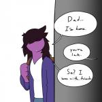 backpack dialogue female simple_background solo text bran-draws-things deltarune undertale_(series) susie_(deltarune) reptile scalie 1:1 2018 english_text hi_res