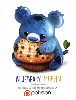 ambiguous_gender black_eyes blueberry_(fruit) claws fangs feral food fruit humor leaf muffin plant pun simple_background solo teeth text visual_pun white_background piper_thibodeau bear food_creature mammal 2016 digital_media_(artwork) digital_painting_(artwork) english_text painting_(artwork)