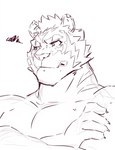 annoyed anthro crossed_arms male muscular muscular_anthro muscular_male pecs shirtless solo heylaw21 lifewonders live_a_hero rexer felid mammal pantherine tiger 2023 sketch