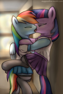 2013 blue_fur clothing duo equine eyes_closed female french_kissing friendship_is_magic fur hair horn horse inside kissing lesbian mammal multi-colored_hair my_little_pony pegasus pony purple_eyes purple_fur purple_hair rainbow_dash_(mlp) rainbow_hair skirt staggeredline twilight_sparkle_(mlp) unicorn wings
Rating: Questionable
Score: 14
User: lemongrab
Date: December 28, 2013