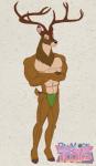2017 abs absurd_res anthro anthrofied antlers bambi_(film) big_muscles biped black_hooves black_nose blu3danny bottomwear brown_body brown_eyes brown_fur brown_horn brown_tail clothed clothing cloven_hooves countershade_face countershade_torso countershading crossed_arms deer dipstick_ears disney ear_markings eye_markings front_view full-length_portrait fur green_bottomwear green_clothing half-closed_eyes hi_res hooves horn loincloth long_horn male mammal markings mule_deer multicolored_body multicolored_ears multicolored_fur multicolored_tail muscular muscular_anthro muscular_male narrowed_eyes new_world_deer nipples pink_nipples portrait raised_tail short_tail simple_background solo tail tan_body tan_countershading tan_markings textured_background the_great_prince_of_the_forest topless unimpressed watermark