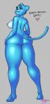 anthro blue_body blue_fur breasts butt female from_the_back fur heart_symbol holidays looking_at_viewer looking_back mature_anthro mature_female nipples pink_nipples rear_view red_nose side_boob solo tiptoes whiskers juicydemon cartoon_network mother's_day the_amazing_world_of_gumball nicole_watterson domestic_cat felid feline felis mammal hi_res