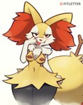 anthro areola areola_slip breasts eyelid_pull eyelid_pull_taunt fangs female gesture looking_at_viewer making_faces nipple_tape pasties small_breasts smile solo tape taunting teasing teeth tongue tongue_out wide_hips fitletter nintendo pokemon braixen generation_6_pokemon pokemon_(species) eyelids hi_res