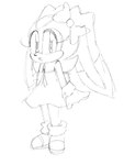 accessory anthro blush blush_lines bow_ribbon clothed clothing dress ears_back ears_down eyelashes female footwear glistening glistening_eyes gloves hair_accessory hair_bow hair_ribbon handwear long_ears pivoted_ears ribbons shoes simple_background solo white_background young trashybag sega sonic_the_hedgehog_(series) cream_the_rabbit lagomorph leporid mammal rabbit monochrome