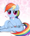 anatomically_correct animal_genitalia anus blush condom cutie_mark equine_anus female feral genitals hair heart_symbol looking_at_viewer multicolored_hair offering_condom presenting puffy_anus pussy sexual_barrier_device solo spread_pussy spreading wings tsudashie friendship_is_magic hasbro my_little_pony mythology rainbow_dash_(mlp) equid equine mammal mythological_creature mythological_equine pegasus hi_res