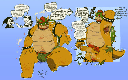 after_transformation anthro armpit_fetish armpit_hair armpit_musk ball_tuft balls belly blue_background body_hair bracelet bulge clothing collar duo erection facial_hair female female_human foreskin ftm_transformation gender_transformation genitals hair horn human_to_anthro jewelry jockstrap male male_anthro masculinization moobs musk musky_balls musky_penis orange_body overweight overweight_anthro overweight_male penis profanity pubes red_hair simple_background sitting smoke smoke_from_nose solo_focus species_transformation spiked_bracelet spiked_collar spikes surprised text tf_into_fictional_character torn_clothing transformation tuft underwear snunkies mario_bros mythology nintendo bowser kamek dragon human koopa magikoopa mammal mythological_creature mythological_scalie reptile scalie turtle english_text hi_res