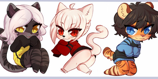 ahoge anthro black_hair blue_clothing blue_eyes blue_sweater blue_topwear blush border bottomless butt chibi clothed clothing countershading dark_body dark_fur dipstick_ears ear_markings eyebrow_through_hair eyebrows feet female fur furrowed_eyebrows grey_border group hair inner_ear_fluff knees_up legs_together long_hair looking_at_viewer male mouth_closed multicolored_ears open_mouth orange_body orange_fur paw_pose pose red_clothing red_eyes red_sweater red_topwear short_hair sidelocks simple_background sleeves_past_wrists smile striped_body striped_fur stripes sweater tail toeless_(marking) topwear translucent translucent_hair trio tuft white_background white_body white_hair yellow_clothing yellow_eyes yellow_sweater yellow_topwear young young_anthro young_female young_male aoizuri amalia_(claralaine) ghost_(claralaine) ken_(claralaine) domestic_cat felid feline felis ghost mammal spirit 2018 hi_res stepbrother_(lore) stepsibling_(lore) stepsister_(lore)