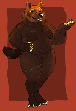 4_toes 5_fingers anthro belly biped black_eyes black_nose breasts brown_body brown_fur brown_tail brown_vulva claws digitigrade eyebrows fangs featureless_breasts feet female fingers front_view fupa fur fur_tuft genitals hand_on_hip handpaw hindpaw innie_vulva multicolored_body multicolored_fur natural_breasts neck_tuft nude open_mouth open_smile orange_body orange_fur overweight overweight_anthro overweight_female pawpads paws pink_pawpads red_background simple_background smile snout solo standing tail tan_eyebrows teeth thick_eyebrows thick_thighs toe_claws toes tuft two_tone_body two_tone_fur vulva white_claws zigzaggin-goon bush_dog canid canine mammal 2015 digital_drawing_(artwork) digital_media_(artwork) full-length_portrait hi_res portrait watermark