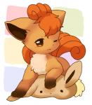 ambiguous_gender animal_plushie blush eevee_plushie feral fur multi_tail plushie pokemon_plushie simple_background solo tail white_background syationthecop nintendo pokemon canid canine eevee generation_1_pokemon mammal pokemon_(species) vulpix