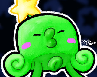blush eyes_closed female genitals green_body kissy_face lips low-angle_view plump_labia puckered_lips solo space star tentacles thick_lips vulva young pincoosh mario_bros nintendo paper_mario squirps alien digital_media_(artwork) signature andromorph_(lore)