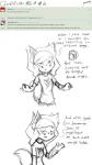 anthro clothed clothing dialogue eye_bags female half-closed_eyes looking_at_viewer narrowed_eyes simple_background solo text white_background panzery25 asper_(panzery25) canid canine fox mammal 2015 9:16 absurd_res black_and_white english_text hi_res indonesian_text monochrome signature translated