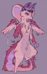 anthro antlers chest_tuft feathered_wings feathers feelers female flat_chested flower fluffy fur hood horn multi_nipple nipples paws pink_eyes plant simple_background solo spread_wings standing teats tuft wings sleepygills azukipuddles hybrid mammal reptile scalie snake