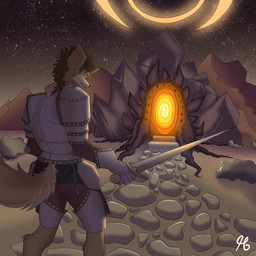 anthro armor clothing fantasy gauntlets gloves handwear male melee_weapon portal solo sword weapon tinbash bethesda_game_studios microsoft oblivion the_elder_scrolls canid canine mammal 1:1 absurd_res hi_res