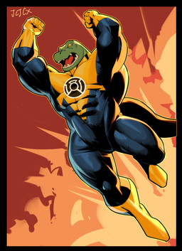 abs action_pose action_scene anthro biceps big_muscles black_clothing black_skinsuit bodysuit boots bulge clothed clothing detailed_bulge explosion footwear genital_outline gloves green_body handwear jumping male multicolored_bodysuit multicolored_clothing multicolored_skinsuit muscular muscular_anthro muscular_male pecs penis_outline pose shoes simple_background skinsuit solo spandex supervillain supervillain_costume tail tight_clothing yellow_bodysuit yellow_clothing yellow_lantern yellow_skinsuit cxcxxcxxxx dc_comics green_lantern_(series) sinestro_corps lizard reptile scalie absurd_res digital_media_(artwork) hi_res signature