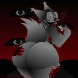 anthro big_butt blood bodily_fluids butt creepy_face female feral happy horror_(theme) looking_at_viewer looking_back scary solo solo_in_panel text thick_thighs goober910 felid mammal character_name digital_media_(artwork) hi_res