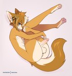 5_fingers accessory alternate_species anthro balls blep blue_eyes brown_body brown_fur brown_hair butt curled_up erection femboy fetal_pose fingers fur furrification genitals hair hair_accessory holding_both_legs humanoid_genitalia humanoid_penis inner_ear_fluff kemono looking_at_viewer male nipples nude paws penis simple_background solo tail tongue tongue_out tuft white_body white_fur white_hair matemi genshin_impact mihoyo gorou_(genshin_impact) canid canine mammal 2021 digital_drawing_(artwork) digital_media_(artwork) hi_res signature