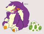 after_transformation angry anthro blush bodily_fluids breathing egg embarrassed female flustered gender_transformation genital_fluids multi_nipple nipples pokemon_egg pouting sitting transformation vaginal_fluids nulloffset nintendo pokemon generation_4_pokemon pokemon_(species) skuntank hi_res