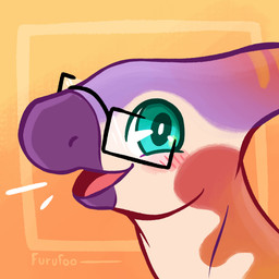beak eyewear female feral glasses green_eyes happy rectangular_glasses smile solo furufoo dinosaur hadrosaurid ornithischian ornithopod parasaurolophus prehistoric_species reptile scalie 1:1 headshot_portrait icon portrait