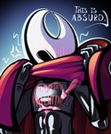 black_body blush blush_lines bodypaint brush cloak clothing embarrassed female flat_chested holidays looking_at_viewer paintbrush red_clothing solo text jellli hollow_knight team_cherry valentine's_day hornet_(hollow_knight) arthropod humanoid 2025 5:6 absurd_res english_text hi_res