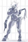 2013 anthro big_breasts blue_eyes breasts clothed clothing collar digital_media_(artwork) dominant dominant_female elaine_(furryjibe) equid equine female hi_res horse latex leash looking_at_viewer mammal solo whip wide_hips wolfy-nail