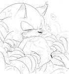 ambiguous_fluids anal anal_penetration anthro blush bodily_fluids censor_bar ineffective_censorship male one_eye_closed penetration sex solo sweat tears tentacle_sex tentacles text sikai sega sonic_the_hedgehog_(series) sonic_the_hedgehog eulipotyphlan hedgehog mammal black_and_white censored japanese_text monochrome