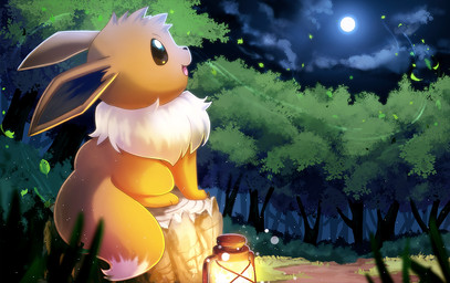 ambiguous_gender brown_body brown_fur cloud feral full_moon fur grass lamp lantern moon open_mouth paws plant sky solo tree white_body white_fur wood pika25 nintendo pokemon eevee generation_1_pokemon pokemon_(species) 2019