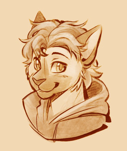 anthro drawstring facial_markings hair head_markings hood looking_at_viewer looking_sideways male markings muzzle_(marking) short_hair smile solo bow_wow_beau conchobhar domestic_cat felid feline felis mammal bust_portrait digital_drawing_(artwork) digital_media_(artwork) monochrome portrait three-quarter_portrait