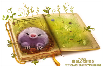 ambiguous_gender black_eyes book bookmark claws feral fur grey_body grey_fur humor looking_at_viewer plant pun ribbons simple_background solo text visual_pun whiskers white_background piper_thibodeau moleskine eulipotyphlan mammal mole_(animal) 2019 digital_media_(artwork) digital_painting_(artwork) english_text painting_(artwork) url