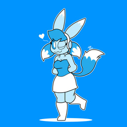 anthro blue_background blue_body blue_clothing blue_fur blue_shirt blue_tail blue_tank_top blue_topwear boots bottomwear clothed clothing electronics female footwear fur furgonomics hands_behind_back headgear headphones headset looking_at_viewer one_eye_closed pose shirt shoes simple_background skirt solo tail tail_through_skirt tank_top topwear white_boots white_bottomwear white_clothing white_footwear white_skirt wink toontk skyla_foxwell_(toontk) canid canine fox mammal 1:1 absurd_res hi_res