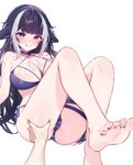 5_toes barefoot bikini breasts butt butt_grab clothing feet female foot_focus hand_on_butt humanoid_feet plantigrade purple_eyes soles solo swimwear toes two-piece_swimsuit nejime vtuber shylily animal_humanoid domestic_cat felid feline felis humanoid mammal hi_res