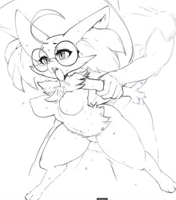 anthro anthro_penetrated arm_grab arm_pull blush bodily_fluids breasts digitigrade duo erection eyewear faceless_character faceless_human faceless_male female female_focus female_on_human female_penetrated from_behind_position genitals glasses human_on_anthro human_penetrating human_penetrating_anthro inner_ear_fluff interspecies male male/female male_on_anthro male_penetrating male_penetrating_female navel nipples nude penetration penile penile_penetration penis penis_in_vagina pokemorph pokephilia prison_guard_position saliva sex simple_background solo_focus sweat thick_thighs tuft vaginal vaginal_penetration white_background slugbox nintendo pokemon braixbraix braixen canid canine generation_6_pokemon human mammal pokemon_(species) hi_res sketch