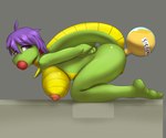 anal anal_penetration anthro apple big_breasts breasts cooking_with_furs feet female fingers flask food food_gag fruit gag genitals green_body hair imminent_death multicolored_body nipples non-mammal_nipples penetration pink_nipples pink_pussy plant purple_eyes purple_hair pussy solo tail toes waynekan lizard reptile scalie 6:5 hi_res shaded