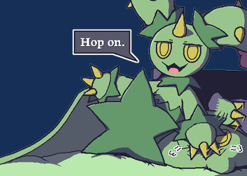 ambiguous_gender bed blush blush_lines furniture green_body horn inviting_under_covers motion_lines open_mouth pillow plant simple_background solo speech_bubble transparent_background yellow_eyes oagoner nintendo pokemon elemental_creature elemental_humanoid flora_fauna generation_5_pokemon humanoid maractus plant_humanoid pokemon_(species) aliasing alpha_channel digital_media_(artwork)