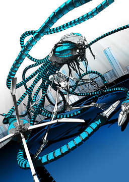 ambiguous_feral ambiguous_gender ambiguous_humanoid blue_tentacles bone cable claws duo dutch_angle feral machine not_furry science_fiction skeleton sky tentacles white_eyes white_sky deino_(artist) the_matrix animated_skeleton humanoid robot sentinel_(the_matrix) undead 2008 3d_(artwork) autodesk_3ds_max_(artwork) blue_theme cel_shading cool_colors digital_media_(artwork) shaded