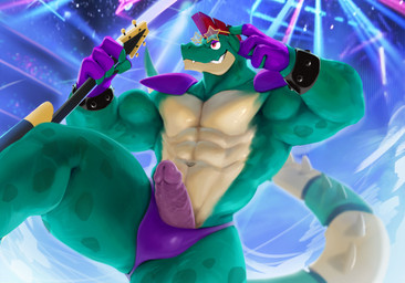 alternate_species anthro anthrofied bass_guitar big_penis clothing countershading eyewear eyewear_on_head furrification genitals green_body guitar hair machine male mohawk muscular muscular_anthro muscular_male musical_instrument pecs penis plucked_string_instrument red_hair rock_out_with_your_cock_out shoulder_pads solo speedo string_instrument sunglasses sunglasses_on_head swimwear wolfanine five_nights_at_freddy's five_nights_at_freddy's:_security_breach scottgames steel_wool_studios montgomery_gator alligator alligatorid crocodilian reptile robot scalie 2022 hi_res