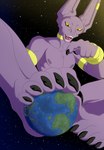 5_toes anthro armband bracelet earth feet foot_fetish foot_on_planet holding_planet jewelry macro male nude open_mouth open_smile planet planet_dwarfing smile solo space star terra_macro toes avoid_posting foot_ninja15 dragon_ball dragon_ball_super dragon_ball_z beerus absurd_res hi_res