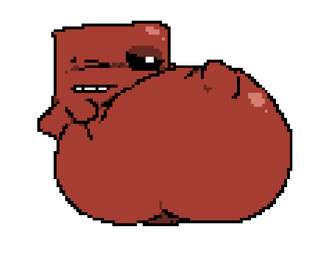 abdominal_bulge ambiguous_gender belly big_belly featureless_limbs food hand_on_belly huge_belly hyper hyper_belly not_furry one_eye_closed red_body resting_on_belly simple_background solo teeth unseen_prey vore meatcanister super_meat_boy meatboy food_creature waddling_head 2026 digital_media_(artwork) pixel_(artwork) male_(lore)