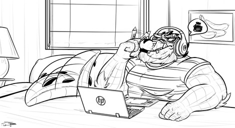 anthro barbell_piercing circular_barbell_piercing clothed clothing computer drawing_tablet electronics eyebrow_piercing facial_piercing inside laptop lip_piercing lip_ring male mouth_closed muscular muscular_anthro muscular_male narrowed_eyes nose_piercing pattern_clothing pattern_shirt pattern_t-shirt pattern_topwear piercing ring_piercing septum_circular_barbell septum_piercing shirt solo striped_clothing striped_shirt striped_t-shirt striped_topwear stripes t-shirt tail tail_motion tailwag topwear window crazydrak alex_(jrbart) crocodile crocodilian reptile scalie 2017 dated monochrome signature