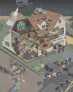 aircraft appliance armor bag ballistic_shield body_armor bottle box building bulletproof_vest cardboard cardboard_box claymore_mine container controller cosplay crossover_cosplay cryptocurrency duffel_bag electronics explosive_mines explosives female flashbang garden_gnome group gun handgun helicopter high-angle_view holding_controller holding_gun holding_handgun holding_object holding_pistol holding_ranged_weapon holding_remote_control holding_revolver holding_shotgun holding_submachine_gun holding_weapon house laundry_machine medium_truck money monitor night on_roof pipe_bomb pistol pizza_box plant ranged_weapon remote_control revolver rifle safe_(container) shotgun shovel shrub smile sniper_rifle spotlight submachine_gun tile_roof tools truck tunnel van vehicle washing_machine weapon wimmelbilder young vodnik fbi fumo_(doll) oneshot pilk sicario touhou tsukihime type-moon where's_waldo? cirno neco-arc niko_(oneshot) waldo_(where's_waldo?) animal_humanoid cat_humanoid felid felid_humanoid feline feline_humanoid humanoid mammal mammal_humanoid 2024 absurd_res crossover hi_res
